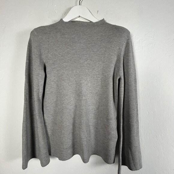 Anne Klein Womens Ribbed Knit Grey Heather Mock Neck Sweater Medium New $99 - Picture 1 of 7